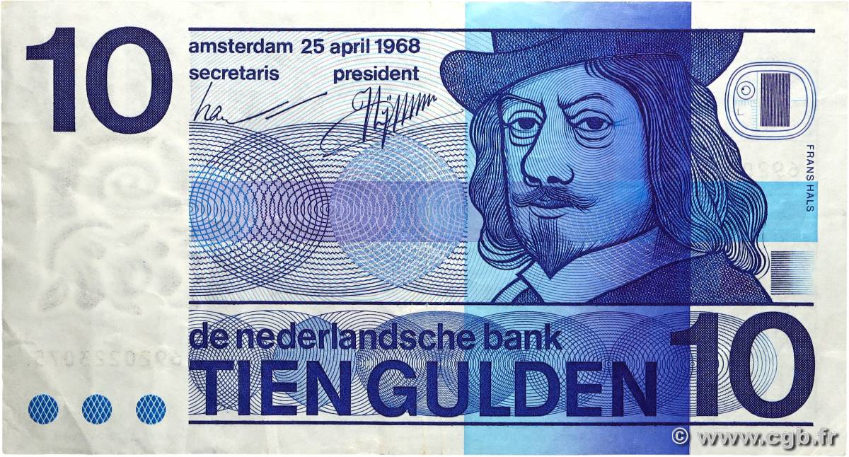 10 Gulden PAYS-BAS  1968 P.091b pr.TTB