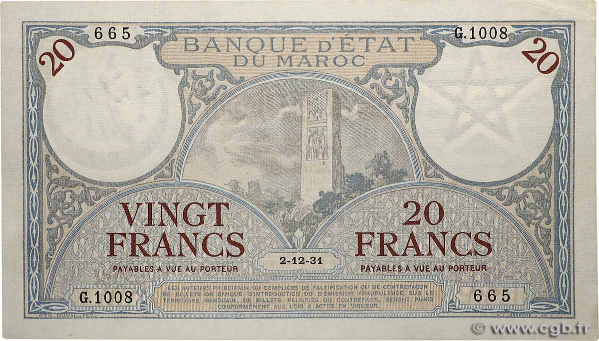 20 Francs MOROCCO  1931 P.18a XF
