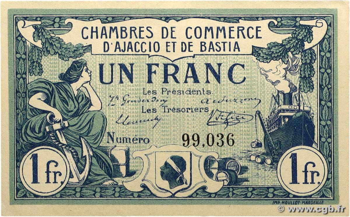 1 Franc FRANCE régionalisme et divers Ajaccio et Bastia 1915 JP.003.02 pr.NEUF
