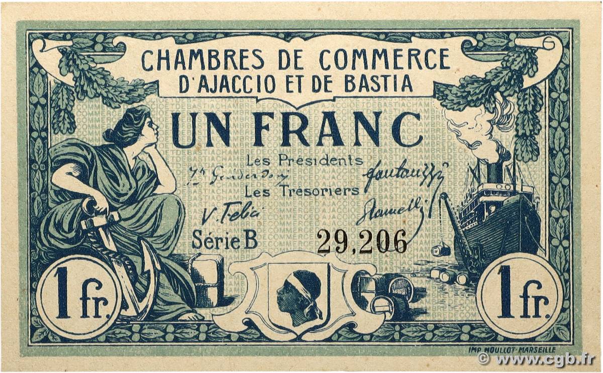 1 Franc FRANCE régionalisme et divers Ajaccio et Bastia 1917 JP.003.07 pr.NEUF