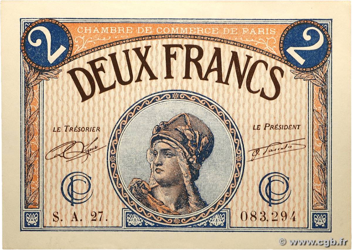 2 Francs FRANCE régionalisme et divers Paris 1920 JP.097.28 pr.NEUF
