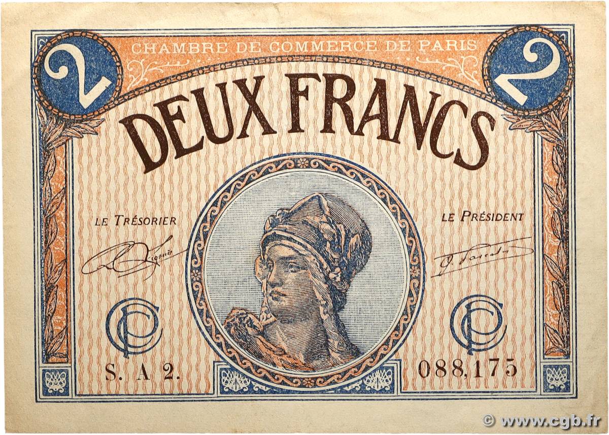 2 Francs FRANCE régionalisme et divers Paris 1920 JP.097.28 pr.SUP