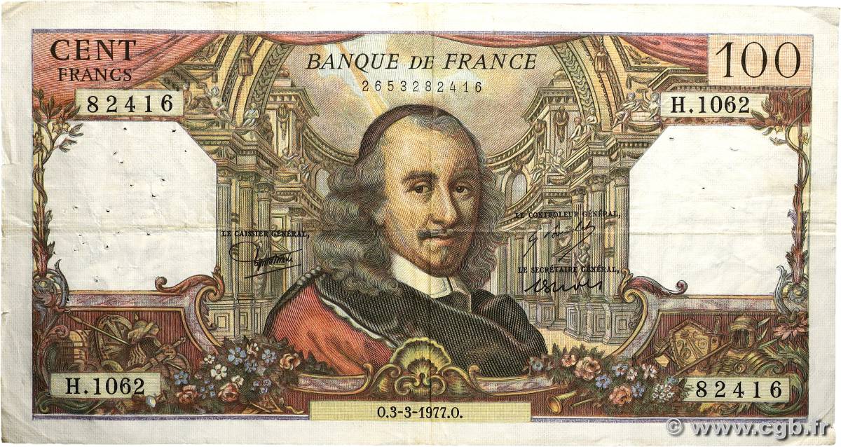 100 Francs CORNEILLE FRANCE  1977 F.65.57 TB