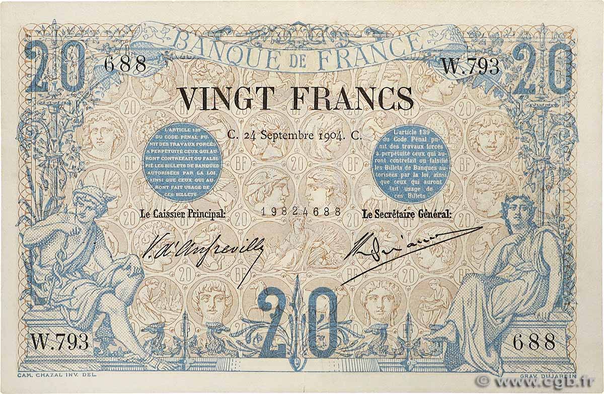 20 Francs NOIR FRANCE  1904 F.09.03 TTB+