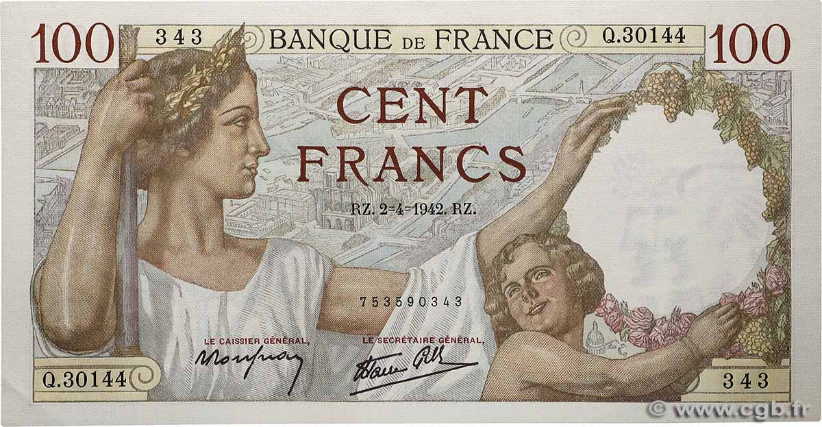 100 Francs SULLY FRANCE  1942 F.26.69 SPL+