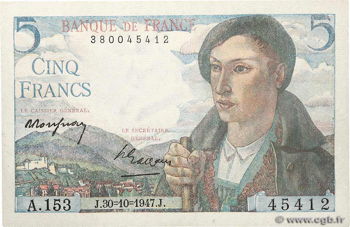 5 Francs BERGER FRANCIA  1947 F.05.07 FDC