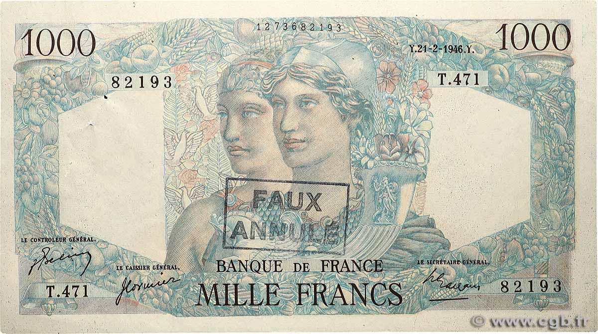 1000 Francs MINERVE ET HERCULE Faux FRANCE  1946 F.41.11 AU-