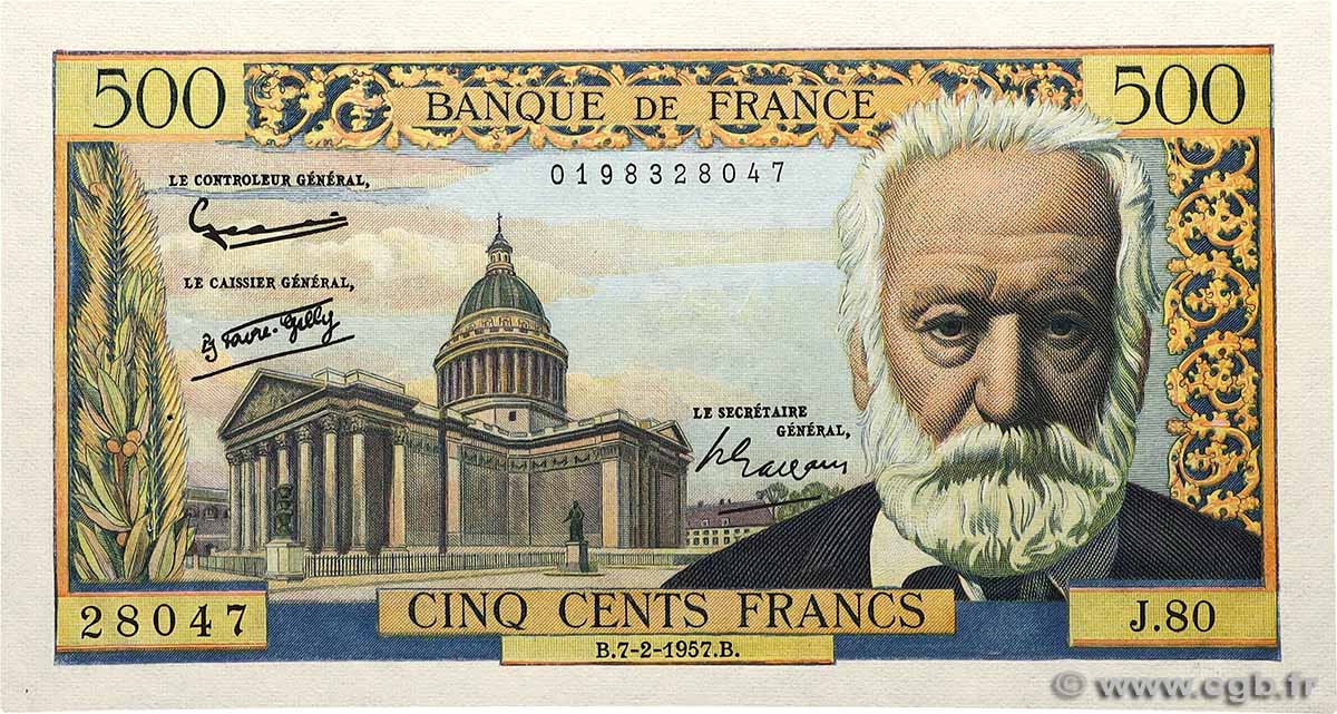 500 Francs VICTOR HUGO FRANCE  1957 F.35.06 AU