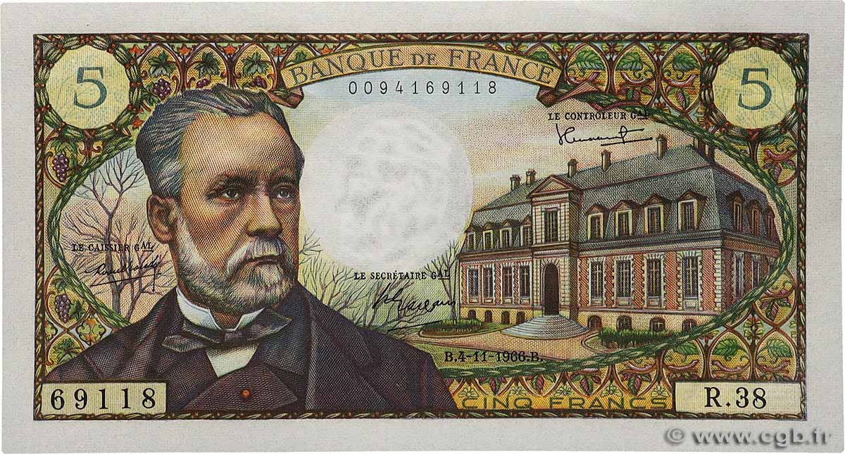 5 Francs PASTEUR FRANCE  1966 F.61.04 NEUF