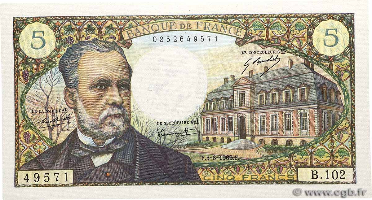 5 Francs PASTEUR FRANCE  1969 F.61.10 AU