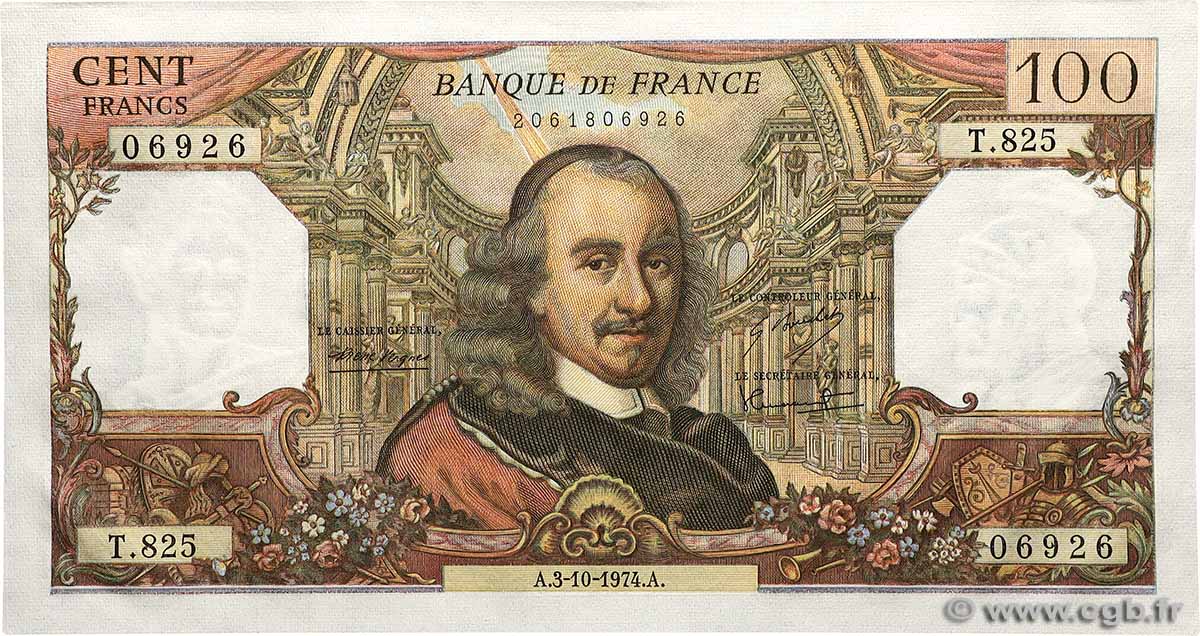 100 Francs CORNEILLE FRANCE  1974 F.65.47 UNC-