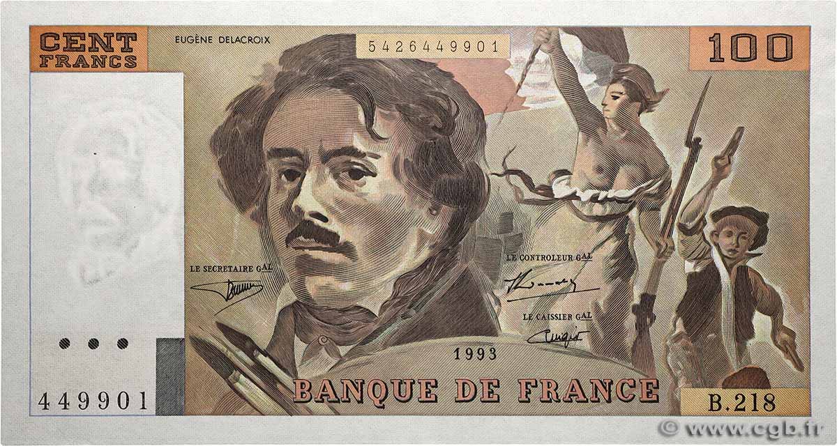 100 Francs DELACROIX imprimé en continu FRANKREICH  1993 F.69bis.05 fST+