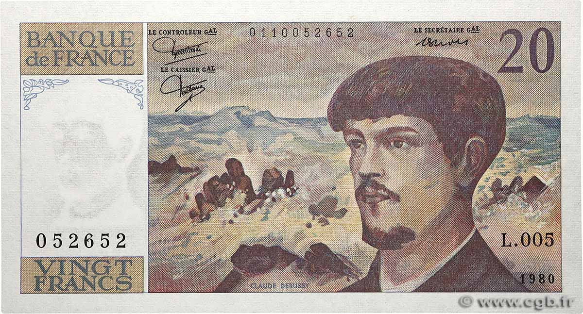20 Francs DEBUSSY FRANCE  1980 F.66.01 NEUF
