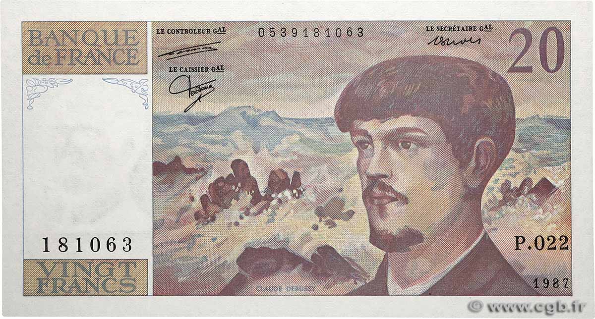 20 Francs DEBUSSY FRANCIA  1987 F.66.08 FDC