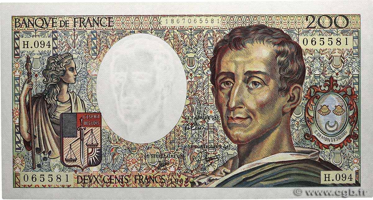 200 Francs MONTESQUIEU FRANCE  1990 F.70.10b NEUF