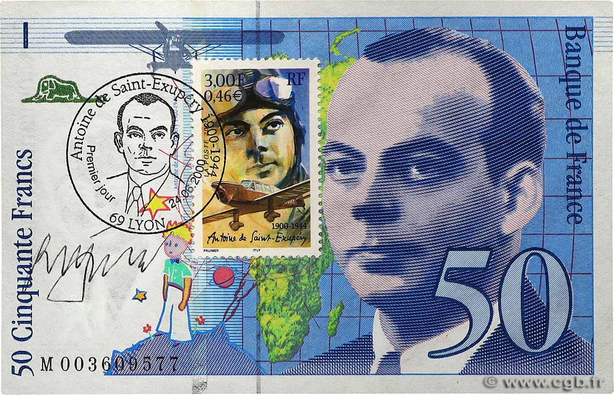 50 Francs SAINT-EXUPÉRY Commémoratif FRANCE  1992 F.72.01b UNC