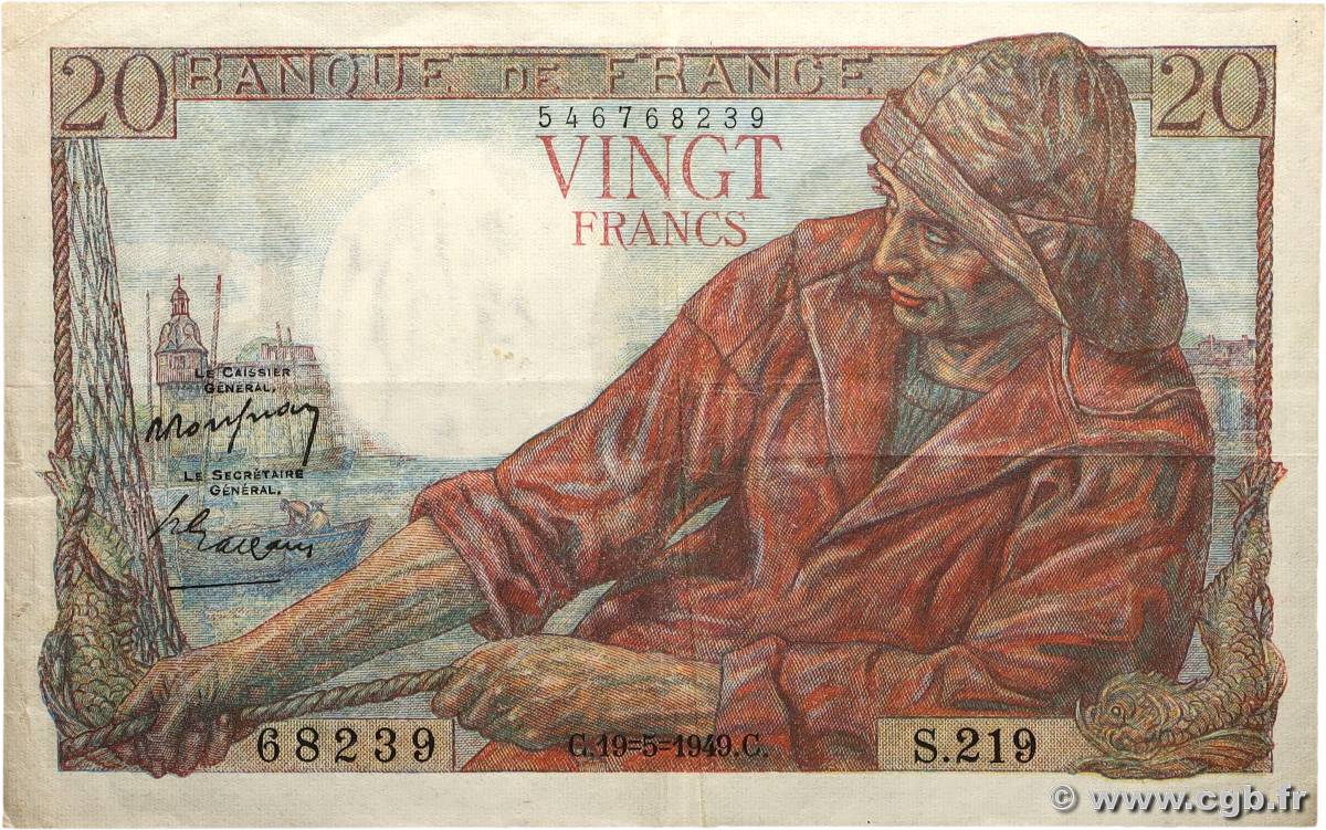 20 Francs PÊCHEUR FRANCE  1949 F.13.15 TTB+