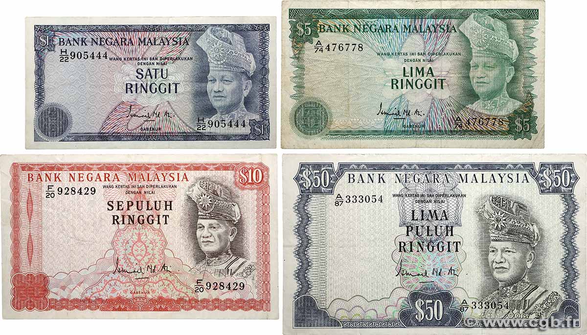 1 au 50 Ringitt Lot MALAISIE  1976 P.13 à P.16 TB+