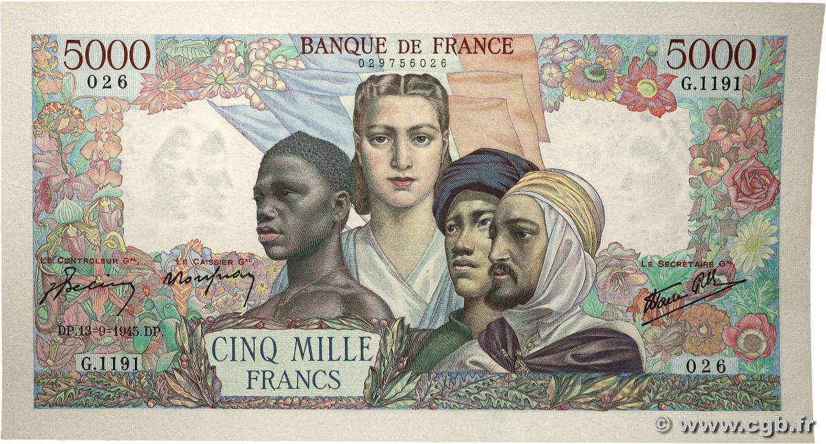 5000 Francs EMPIRE FRANÇAIS FRANCIA  1945 F.47.43 SPL