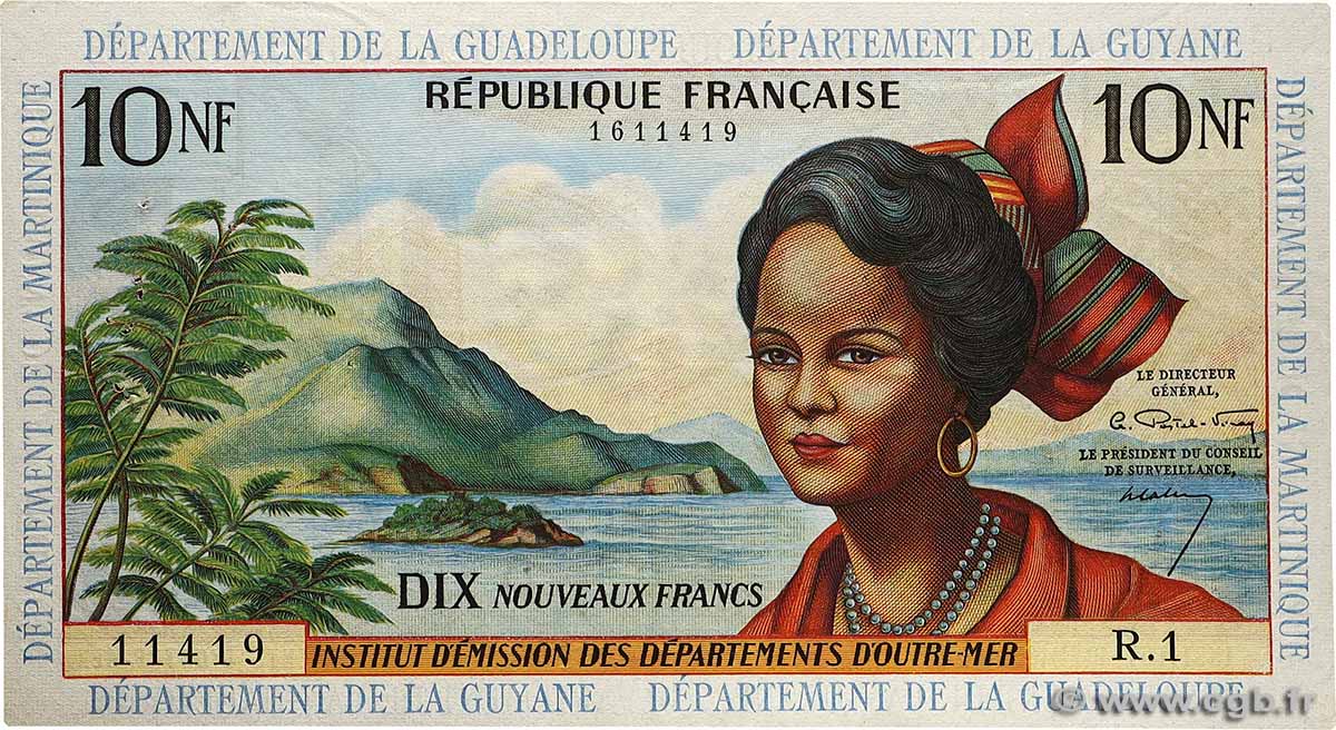 10 Nouveaux Francs FRENCH ANTILLES  1962 P.05a VZ
