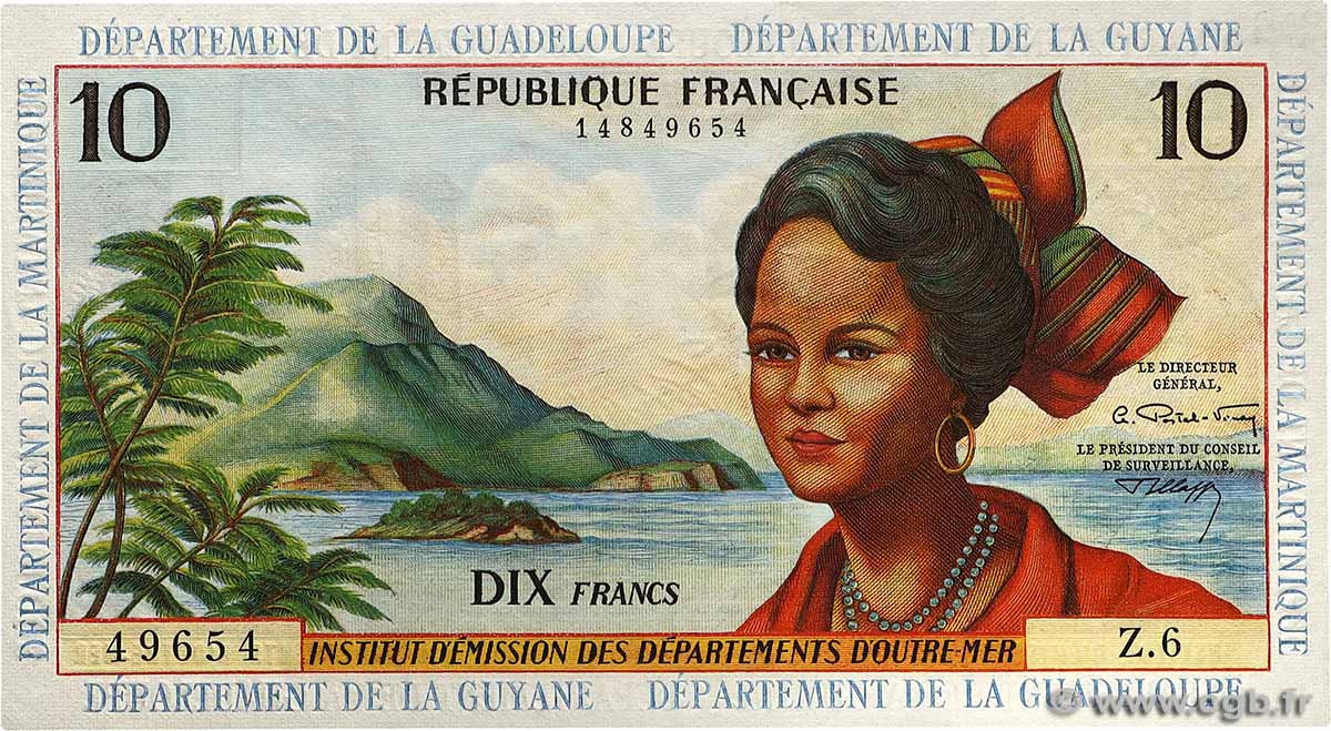 10 Francs FRENCH ANTILLES  1964 P.08b VZ+