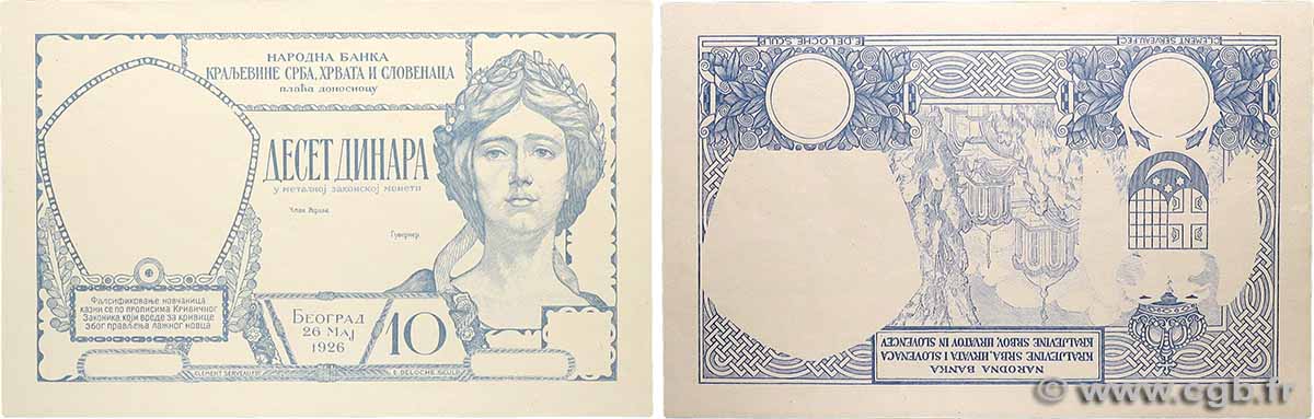 10 Dinara Épreuve YUGOSLAVIA  1926 P.025e UNC