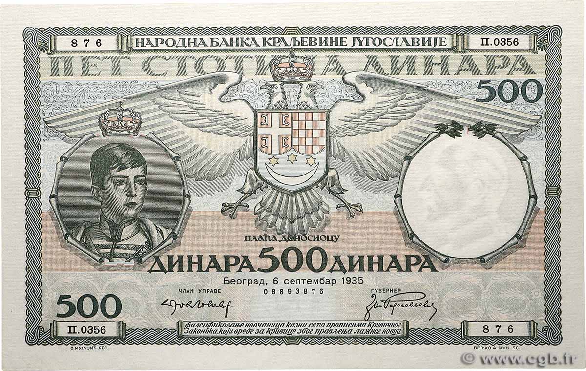 500 Dinara YUGOSLAVIA  1935 P.032 UNC