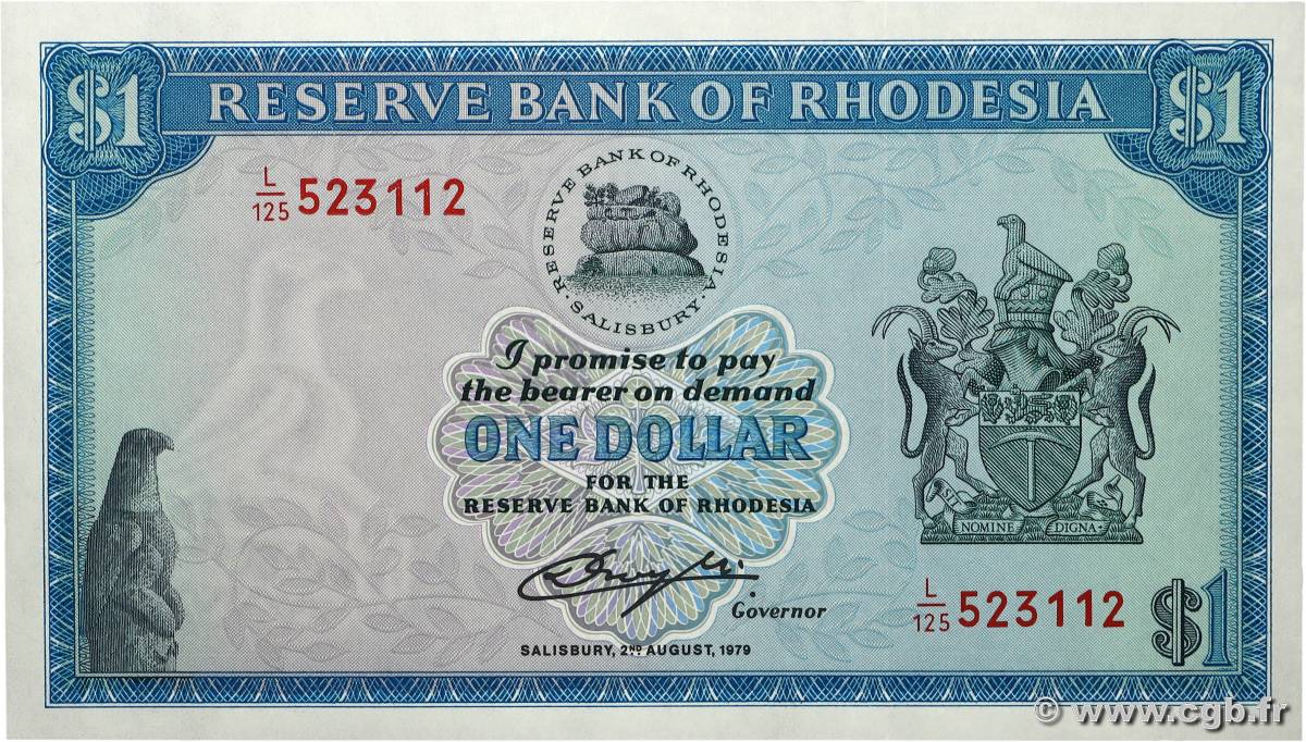 2 Dollars RHODÉSIE  1979 P.38a NEUF