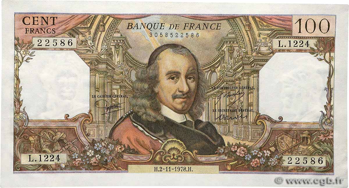 100 Francs CORNEILLE FRANCE  1978 F.65.64 NEUF