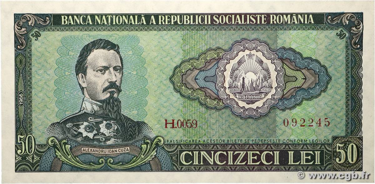 50 Lei RUMÄNIEN  1966 P.096a fST+