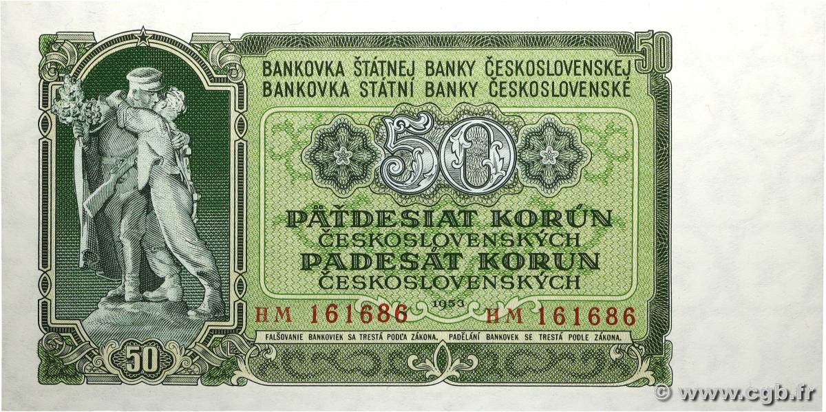 50 Korun CZECHOSLOVAKIA  1953 P.085b UNC-