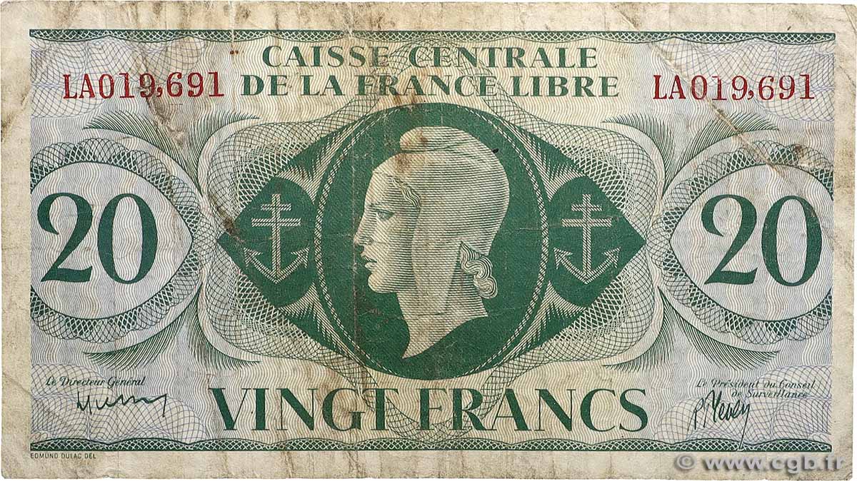20 Francs SAINT PIERRE AND MIQUELON  1943 P.12 VG