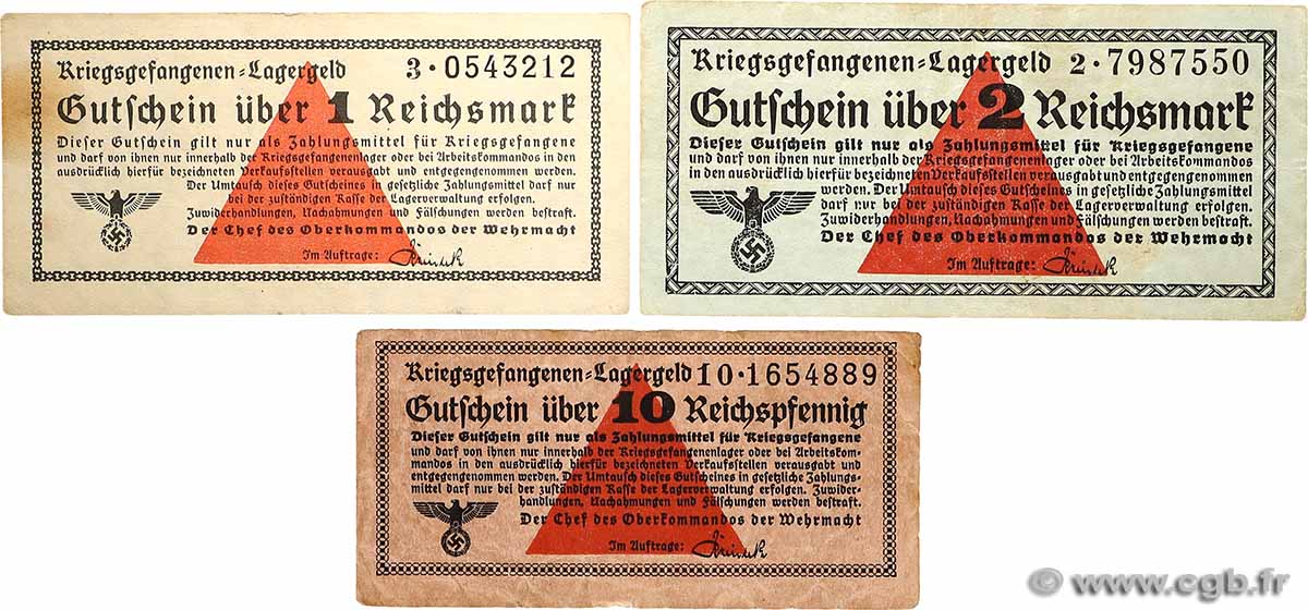 10 Reichspfennig, 1 et 2 Reichsmark Lot DEUTSCHLAND  1939 R.516, R.518 et R.519a S to SS