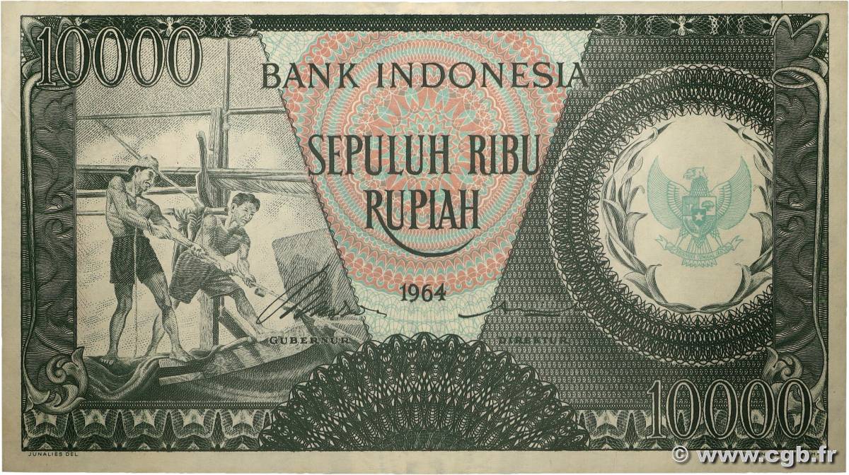 10000 Rupiah Remplacement INDONESIEN  1956 P.101ar fST+