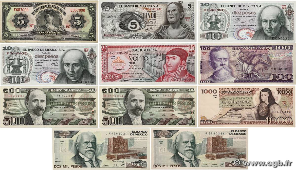 Lot de 11 Billets Lot MEXIQUE  1961 P.060 SUP