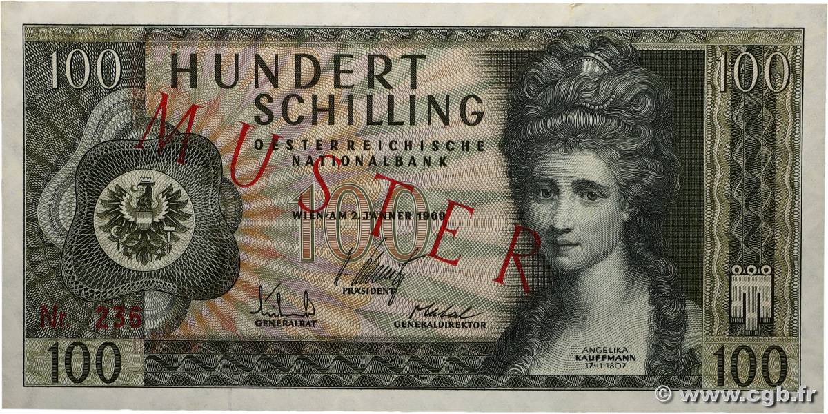 100 Schilling Spécimen AUSTRIA  1969 P.145s AU-