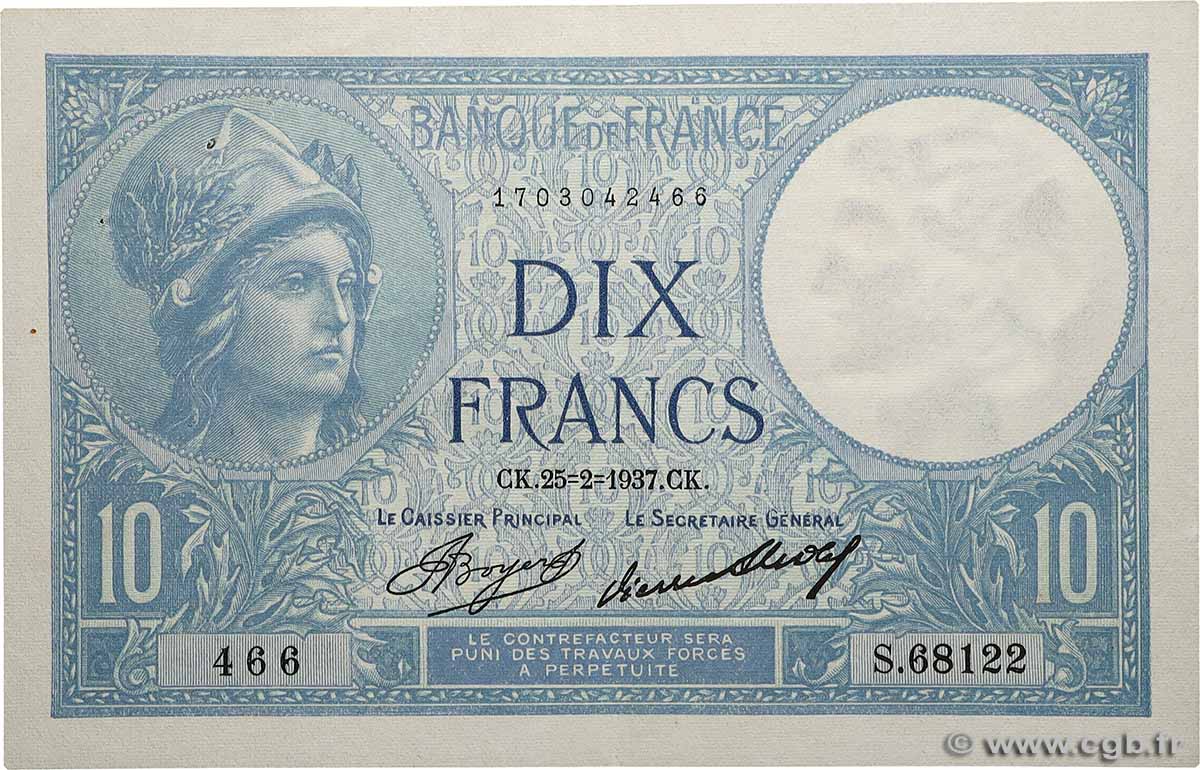 10 Francs MINERVE FRANCIA  1937 F.06.18 EBC+