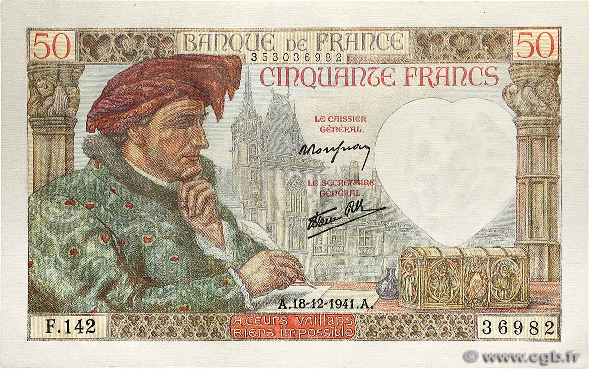 50 Francs JACQUES CŒUR FRANCE  1941 F.19.17 UNC