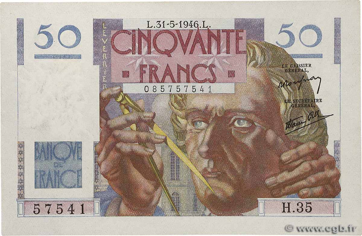 50 Francs LE VERRIER FRANCE  1946 F.20.05 AU