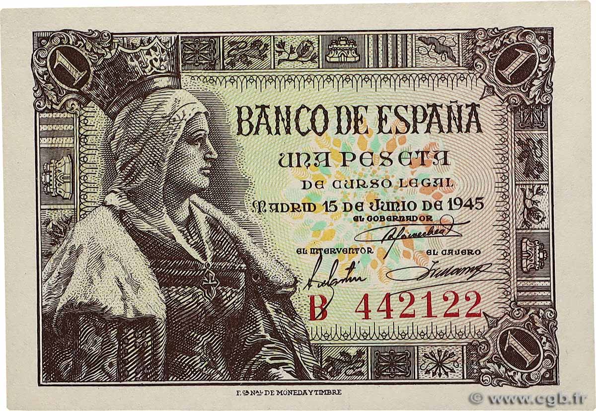 1 Peseta SPAIN  1945 P.128a UNC