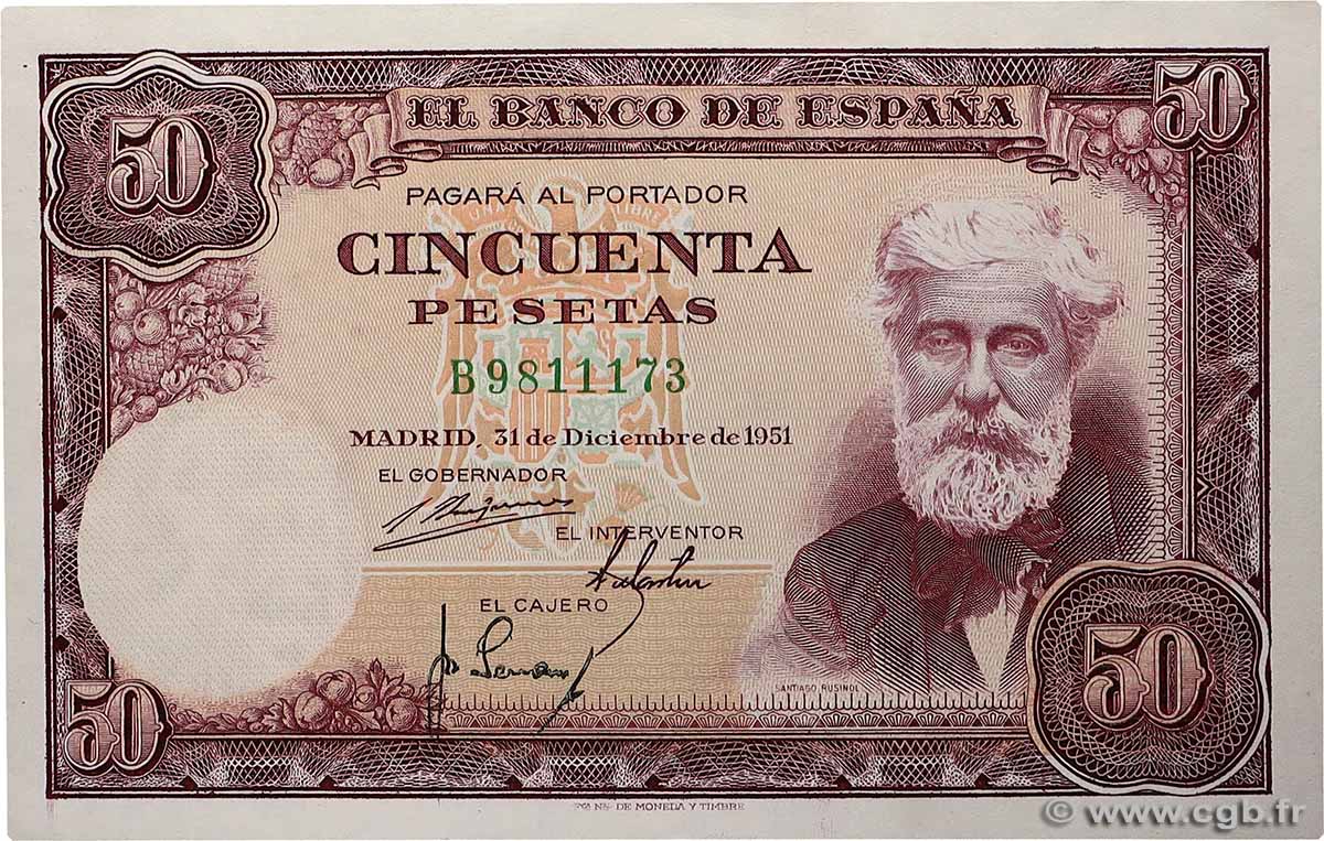 50 Pesetas ESPAGNE  1951 P.141a NEUF