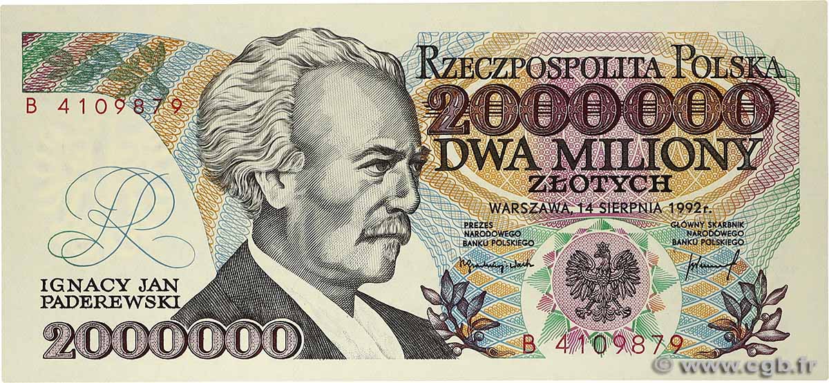 2000000 Zlotych POLONIA  1992 P.158b FDC