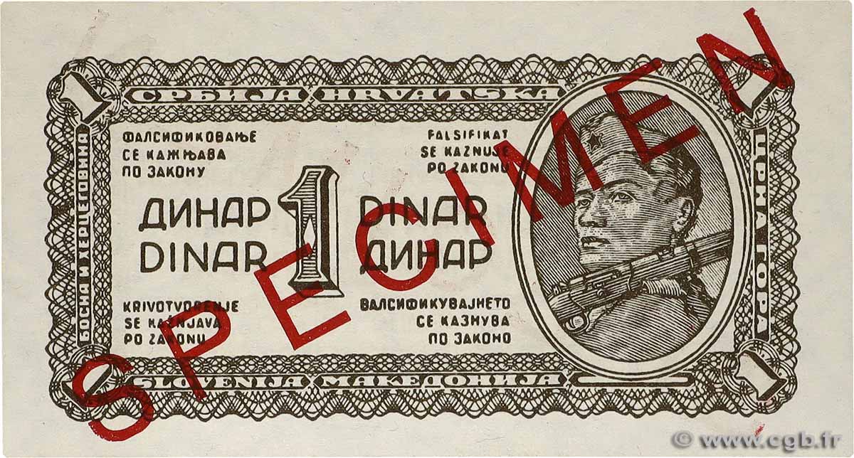 1 Dinar Spécimen YUGOSLAVIA  1944 P.048s UNC