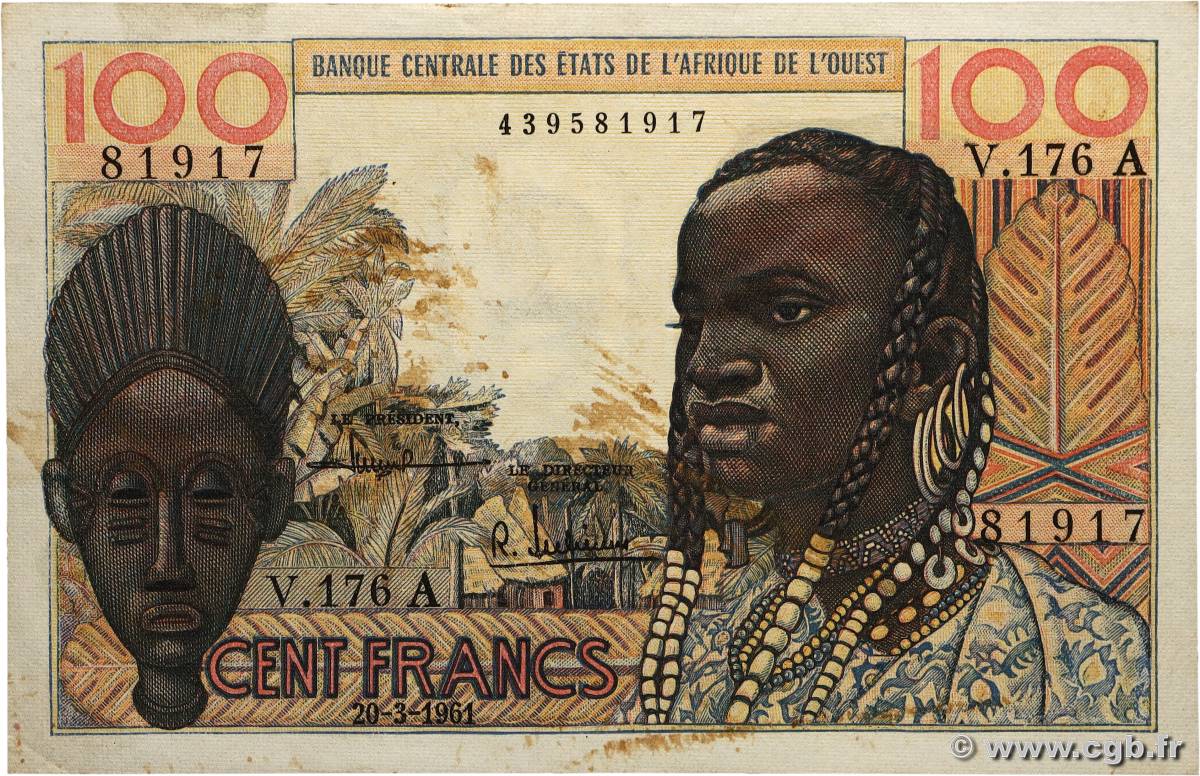 100 Francs ÉTATS DE L&nbsp;AFRIQUE DE L&nbsp;OUEST  1961 P.101Ab TTB