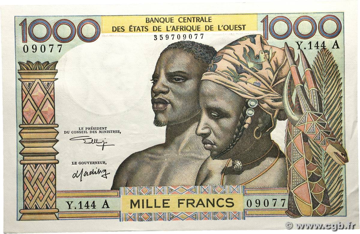1000 Francs ÉTATS DE L&nbsp;AFRIQUE DE L&nbsp;OUEST  1966 P.103Ak SPL