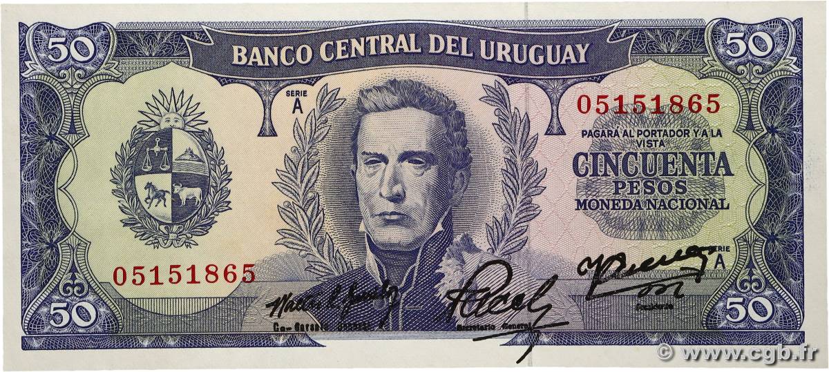 50 Pesos URUGUAY  1967 P.046a pr.NEUF