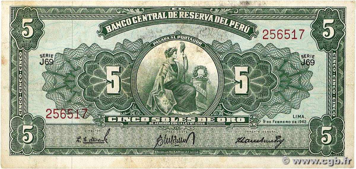 5 au 500 Soles de Oro PÉROU  1951 P.Lot TTB