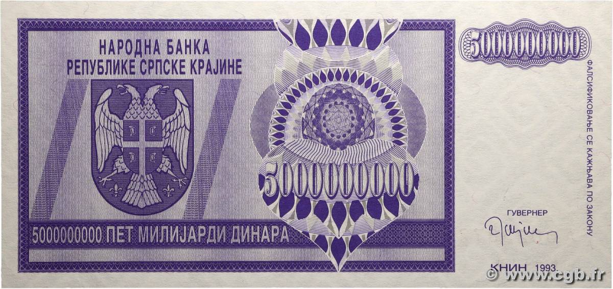 5000000000 Dinara CROATIE  1993 P.R18a NEUF
