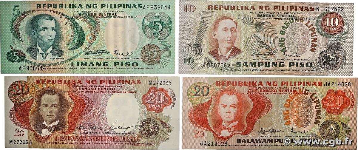 5, 10 et 20 Piso Lot PHILIPPINES  1969 P.145a, P.148a, P.155a et P.161a pr.NEUF