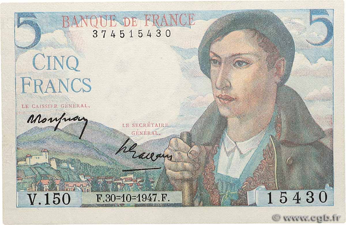 5 Francs BERGER Fauté FRANCE  1947 F.05.07 AU